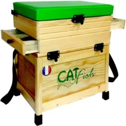 PANIER SIEGE BOIS CATFISH RUSTIC 2 TIROIRS BOIS