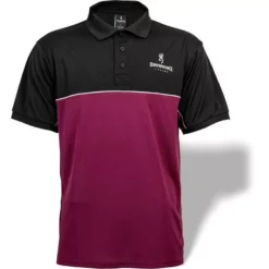 POLO MANCHES COURTES HOMME BROWNING DRY FIT - NOIR/BORDEAUX