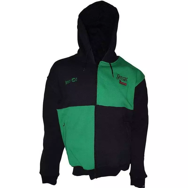SWEAT HOMME CAPUCHE SENSAS HARLEQUIN - NOIR/VERT 1 SWEAT HOMME CAPUCHE SENSAS HARLEQUIN - NOIR/VERT