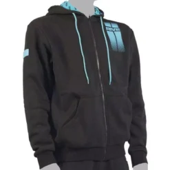 SWEAT HOMME RIVE ZIPPER STRIPES BLACK - NOIR/TURQUOISE