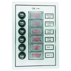 TABLEAU ELECTRIQUE EUROMARINE ALUMINIUM - 6 INTERRUPTEURS